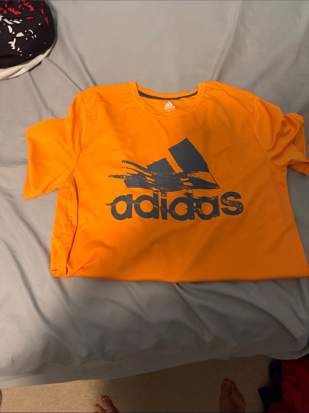 adidas Orange Short-Sleeve Tee with Navy Logo